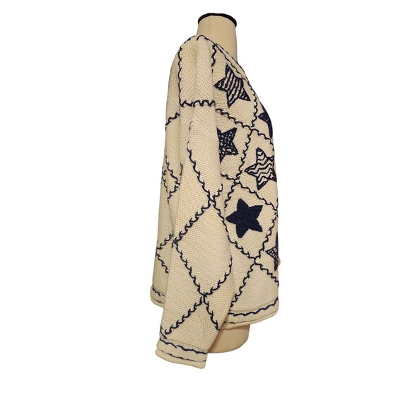 Vintage Express Tricot Oversized Sweater Womens L Cream Americana Fisherman 90s - Picture 4 of 8